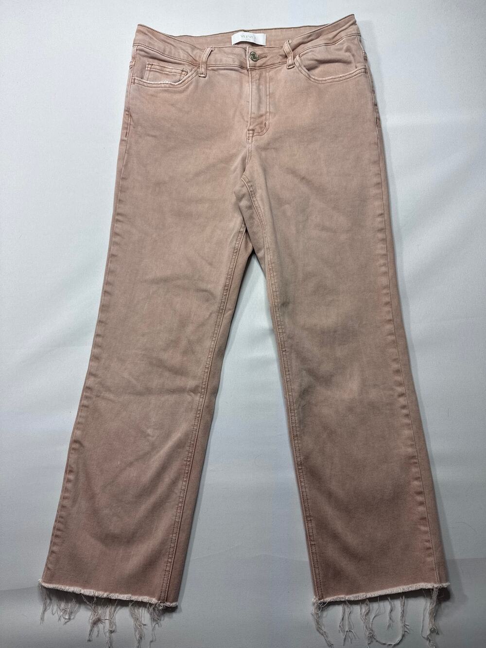 Vervet Blue Women's Straight Crop Stretch Pink Jeans - Size 30 (30x26)